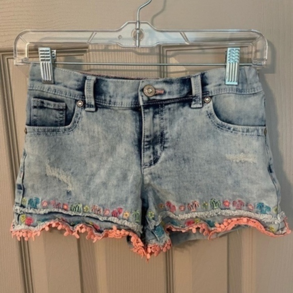 Jordache Shorts with Lace & Embroidery Trim